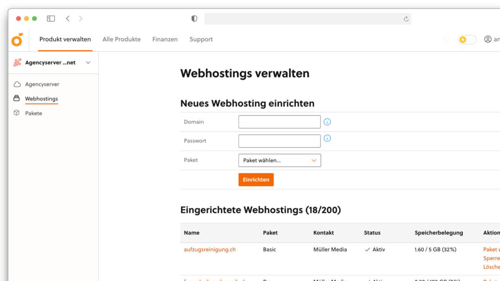 angebot webhosting