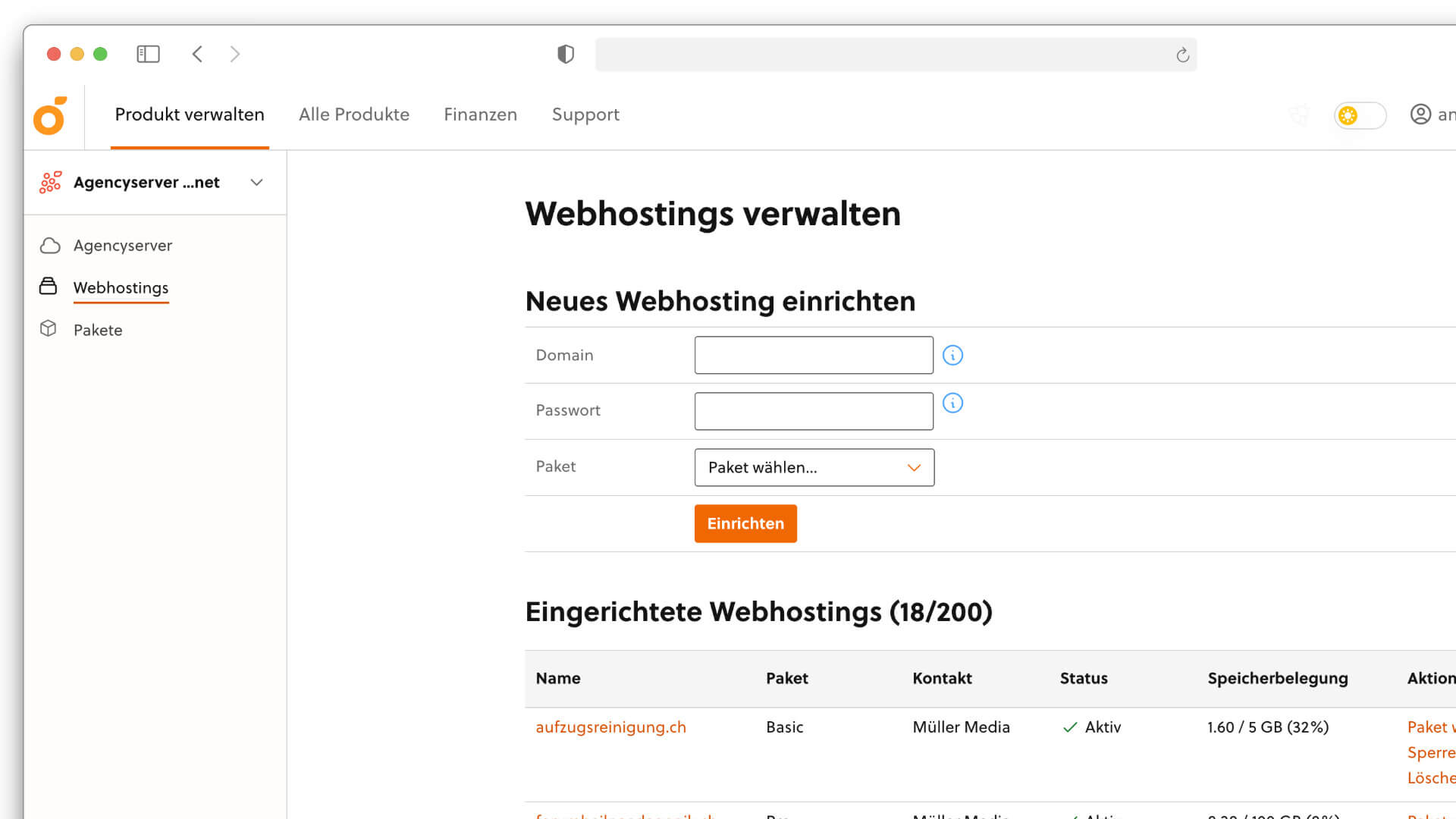 angebot webhosting